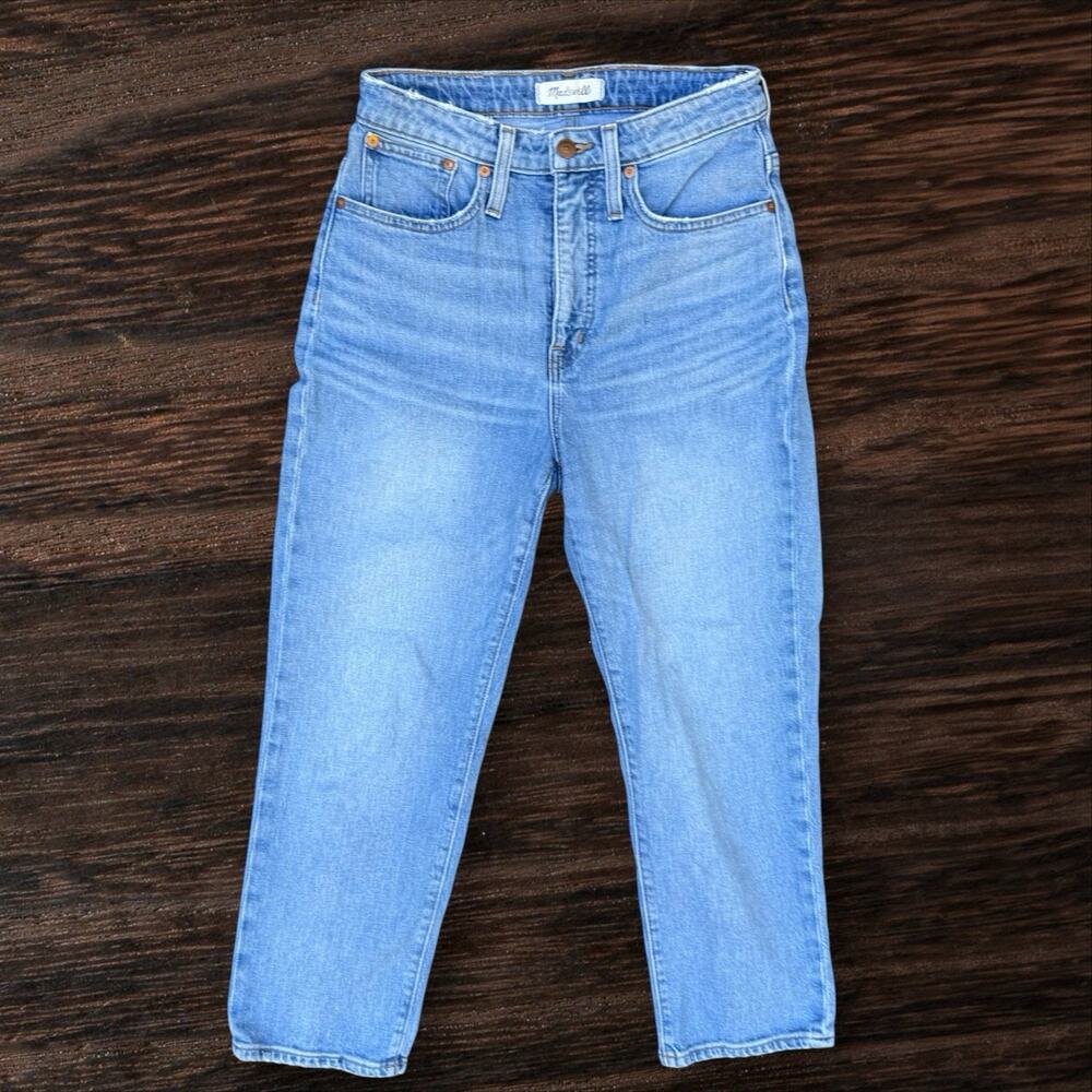 Madewell Curvy Classic Straight Sz 26P Womens Light Wash Distressed High Rise